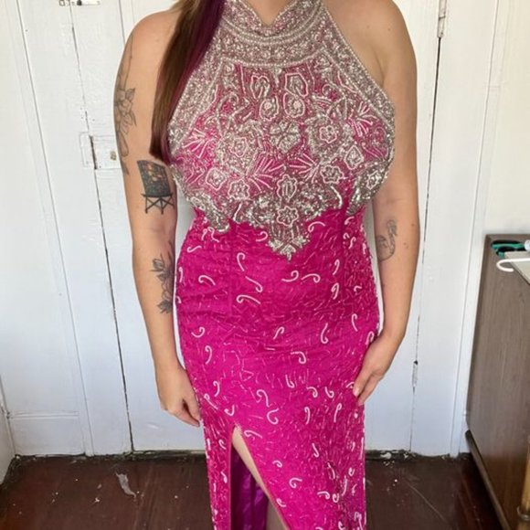 Vintage Pink Beaded Gown - Picture 2 of 6